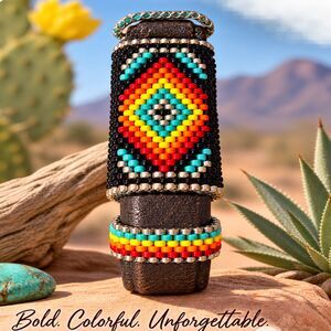Beaded Faux Leather Magnetic Southwestern Bracelet Wristband